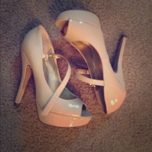 Nude peep toe heels