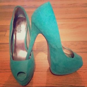 Turquoise Peep Toe Charlotte Russe Heels