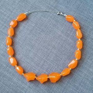 Chunky bright orange necklace, perfect for fall!