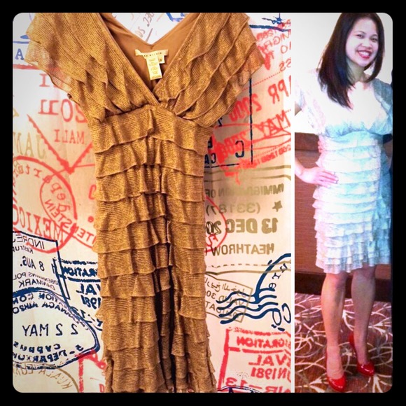 Goldish ruffly dress - max studio