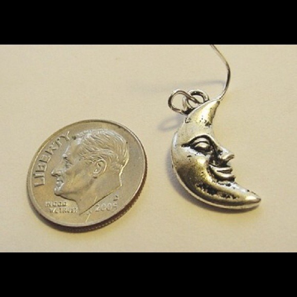 MAN IN THE MOON SILVER EARRINGS HAND MADE - Picture 2 of 2