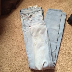 Hollister light wash destroyed jeans