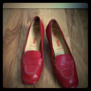 Miu Miu Red Kitten Heel Pumps