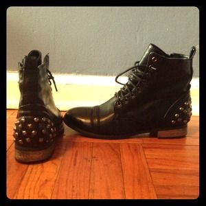 Studded black ankle boots