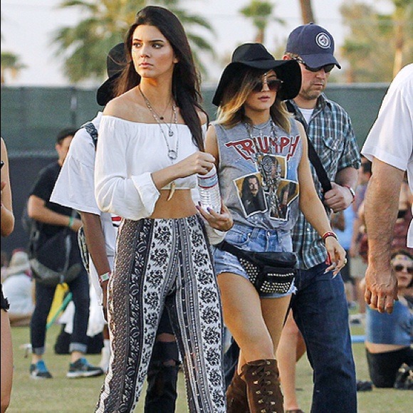 See you Monday printed high rise bell bottoms