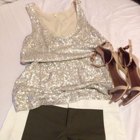 J. Crew Cream sequin tank XS - Picture 2 of 2