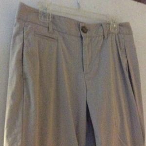 Khaki pants with subtle pinstripe