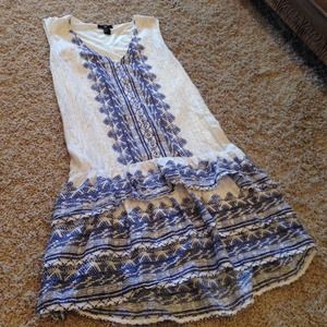 H&M blue and white bohemian style dress