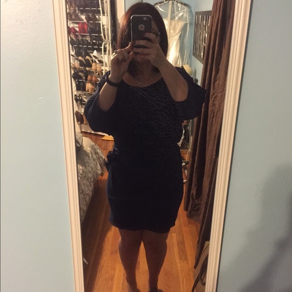 Navy blu long sleeve dress - Picture 2 of 4