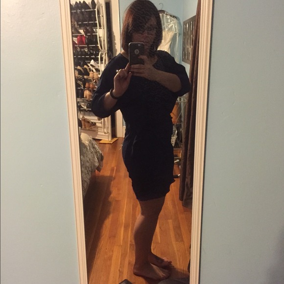 Navy blu long sleeve dress - Picture 3 of 4