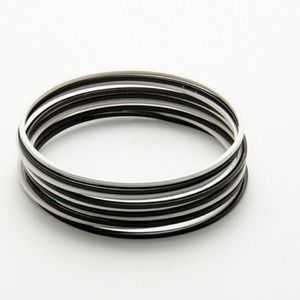 SOLD Noir metal white & black bangles