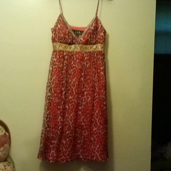 Nicole Miller Dresses & Skirts - Nicole Miller Orange Print Beaded Dress