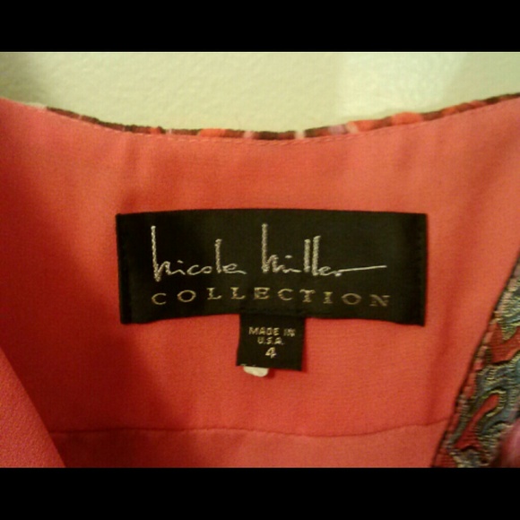 Nicole Miller Orange Print Beaded Dress - Picture 3 of 3