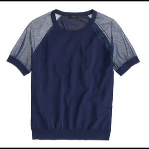 J crew sheer sleeve crepe shirt