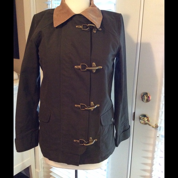 Dark olive green jacket.