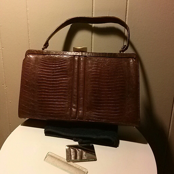 Brown lizard handbag