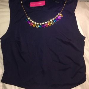 Love Culture Navy Top Gem Necklace Detail