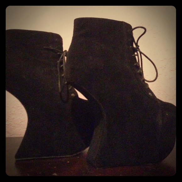 Black suede lady Gaga shoes