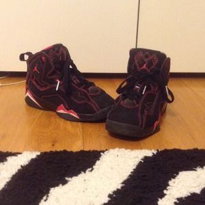Girls sz 3.5 Jordan's retro 7s,red,black & white!