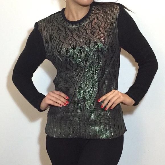 ❌KEEPING❌ Gunmetal Cable Knit Sweater