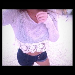 White Long Sleeve Crop Top