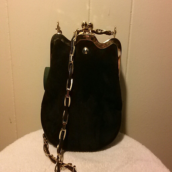 Black suede evening bag