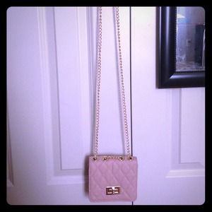 Small Pink Beige Bag with Gold Strap