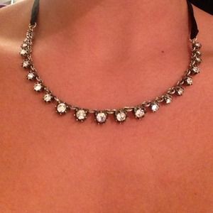 Stella & Dot rhinestone black tie necklace