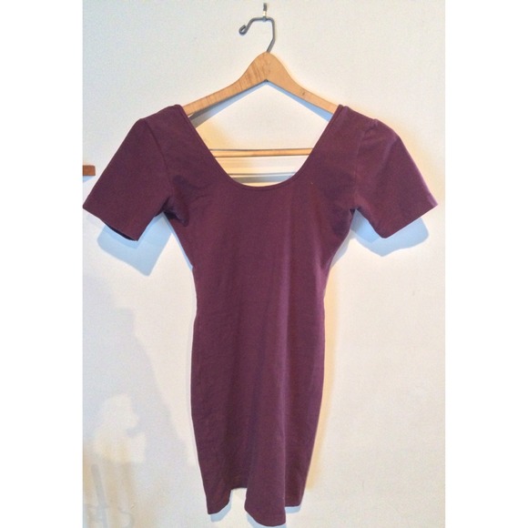 Cotton Spandex Jersey Double-U Neck Dress: Truffle
