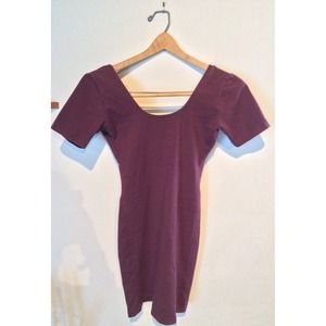 Cotton Spandex Jersey Double-U Neck Dress: Truffle