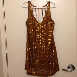 Gold sequin urban party dress