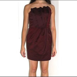 French Connection Burgundy Strapless Dress