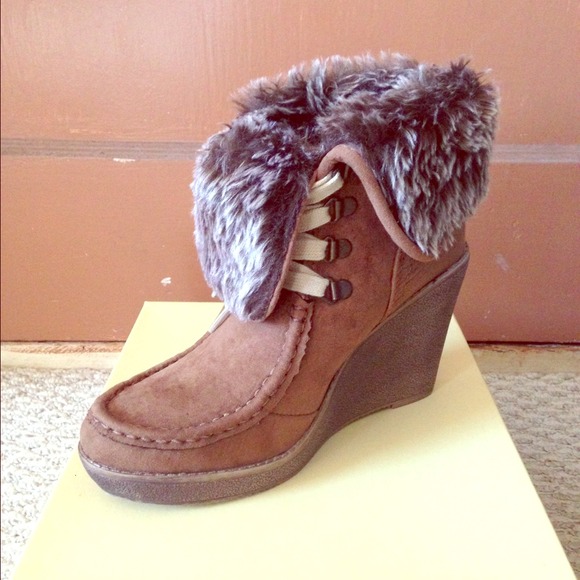 Tan Wedge Booties