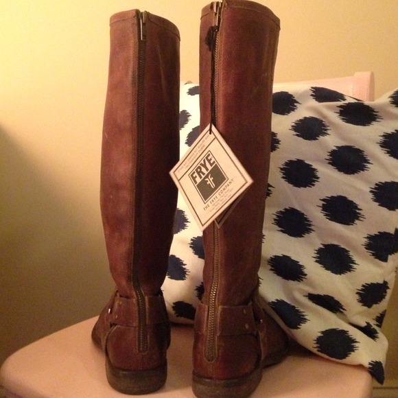 FRYE PHILLIP TALL BROWN RIDING BOOTS Sz 9M - Picture 2 of 4