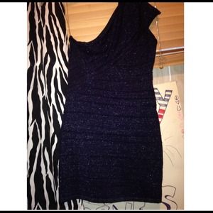 Dark blue & sliver tight fitting dress.