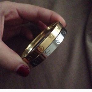 Gold and silver bracelets