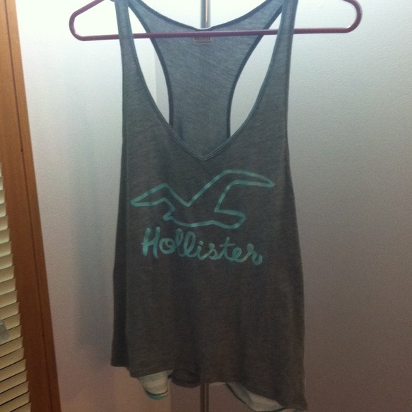 Hollister Grey/Teal Racerback Tank