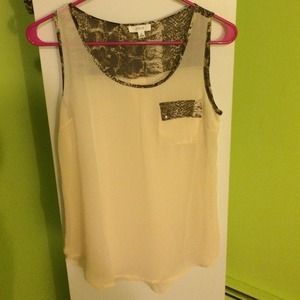Tan tank top with snakeskin pattern