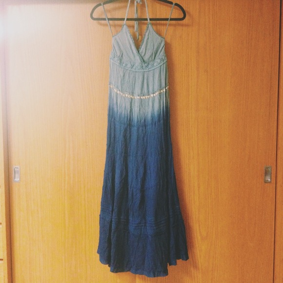 Blue maxi halter dress