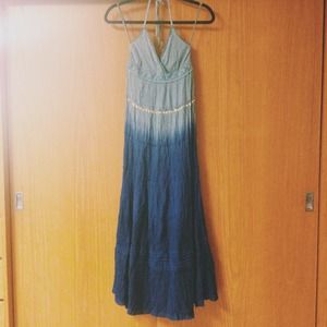 Blue maxi halter dress