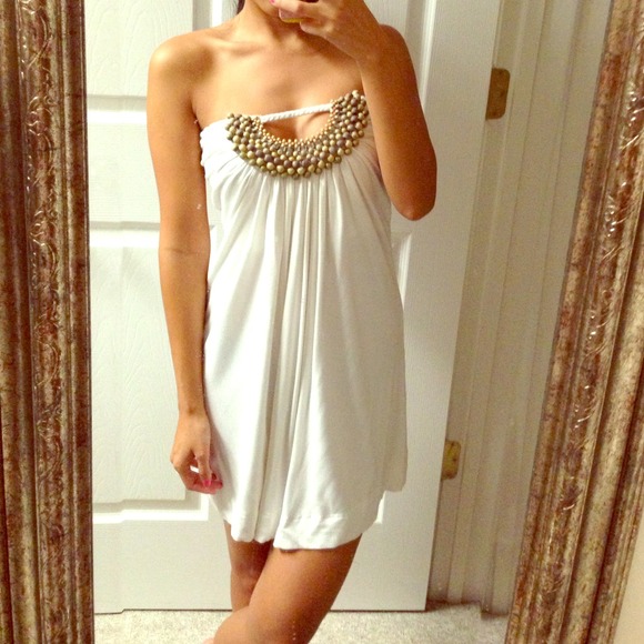 Beaded white strapless dress