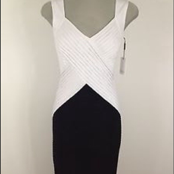 Calvin Klein white & black bodycon dress