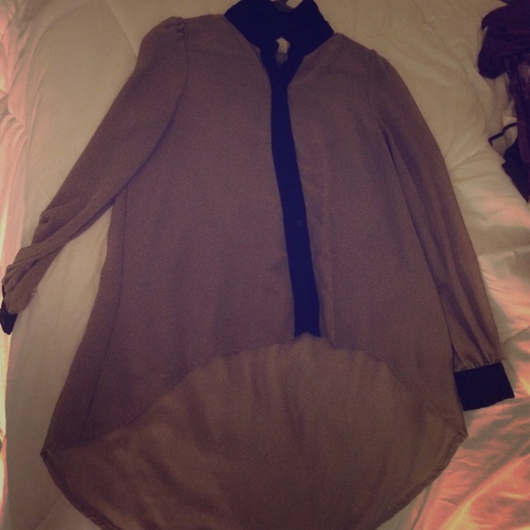 High-Low sheer, long sleeve top