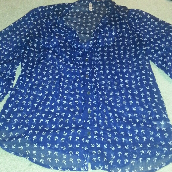 Anchor long sleeve button up shirt