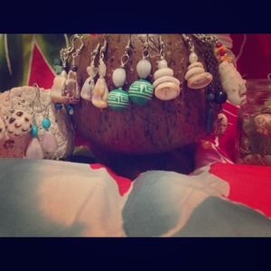 Shell earrings &pendent. found on Oahu&made by me