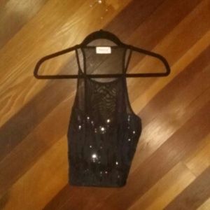 Sparkly crop top with sheer top