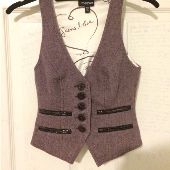 Bebe purple  and satin vest with gorgeous detail