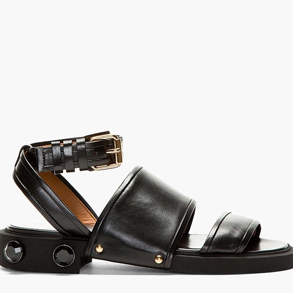 Givenchy Black Nappa Leather Jewel Stud Sandals