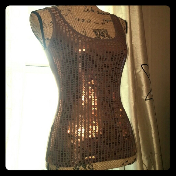 Express Tops - Cute Express Sequined Tank
