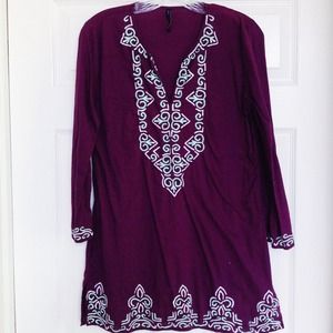 Plum Purple Tunic with Embroidery - Kas Designs